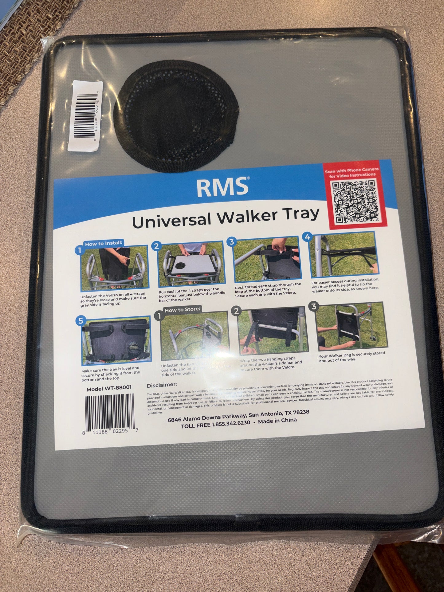 Universal walker tray