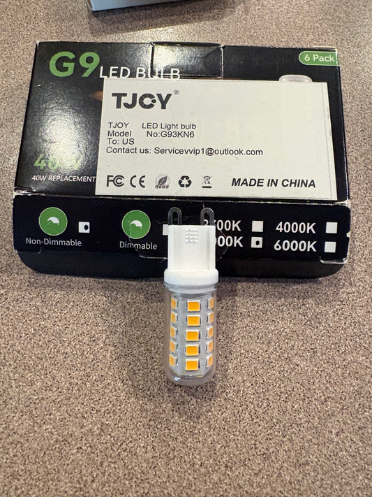 G9 LED bulbs, 40 W replacements six pack
