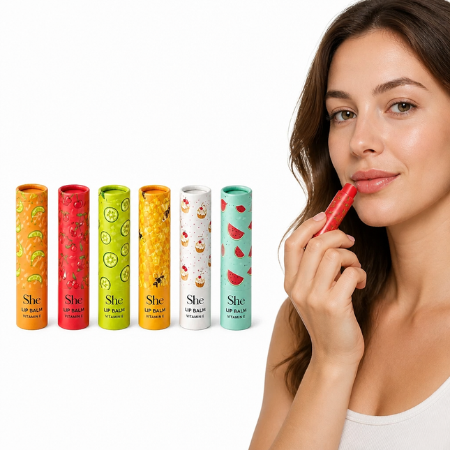 She lip balm with vitamin E