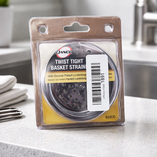Twist tight basket strainer