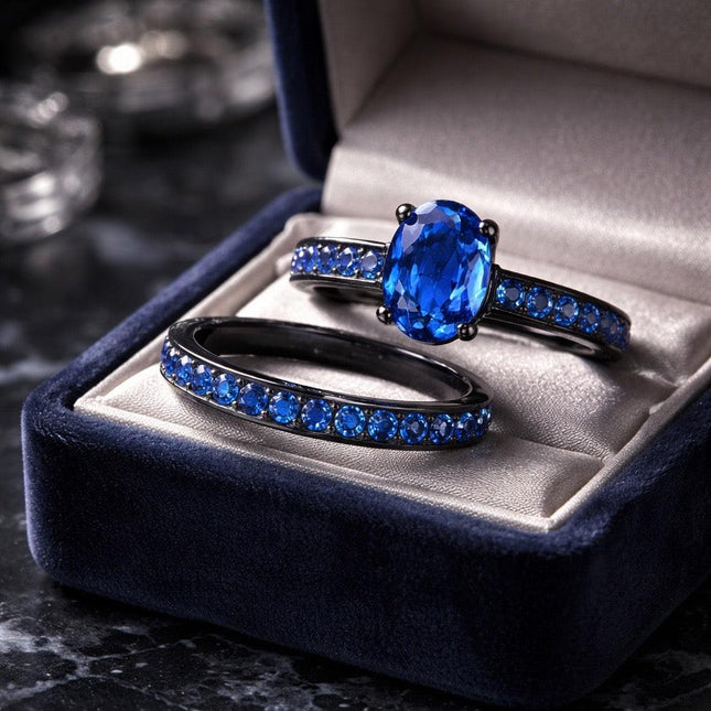Black and blue ring set - Foostuff! Amazing Deals Every Day!