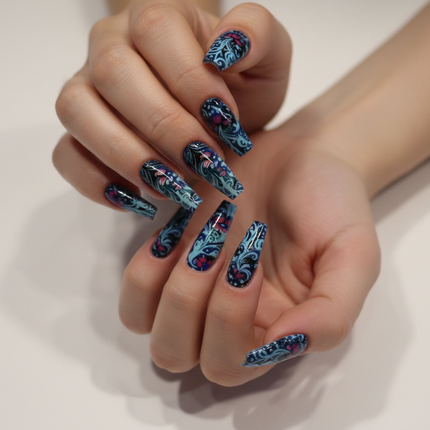 Blue press on nails