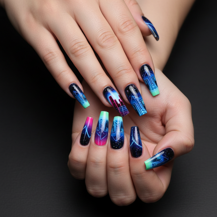 False Nails Blue-black
