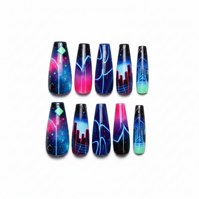 False Nails Blue-black