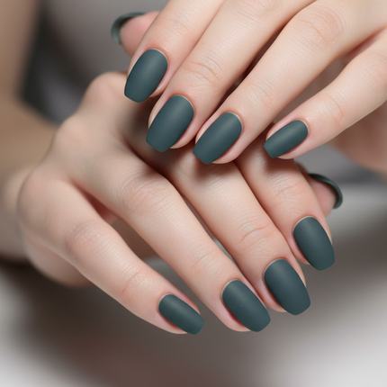 Matte teal effortless press-on nails