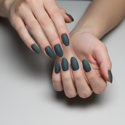 Matte teal effortless press-on nails