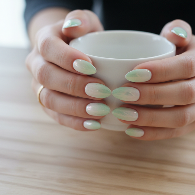 Mint green effortless press-on nails