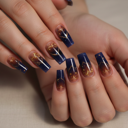 Purple hearts press on nails