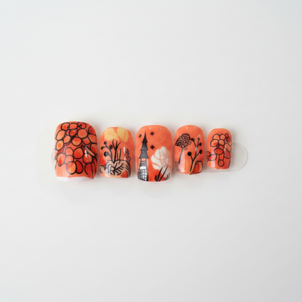 Red/Orange press on nails