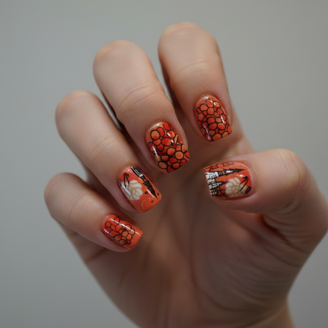 Red/Orange press on nails