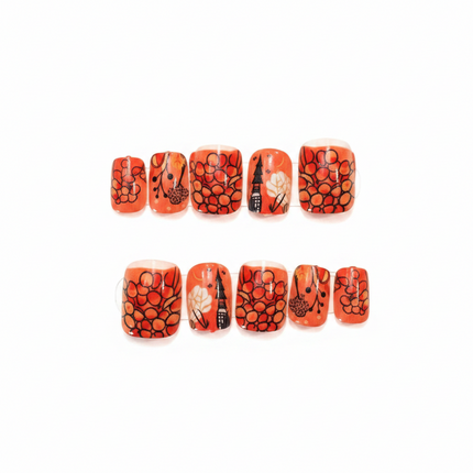 Red/Orange press on nails