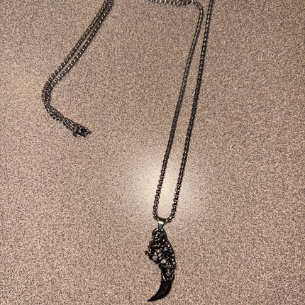 Silver necklace with dagger and dragon face - Foostuff! Amazing Deals Every Day!