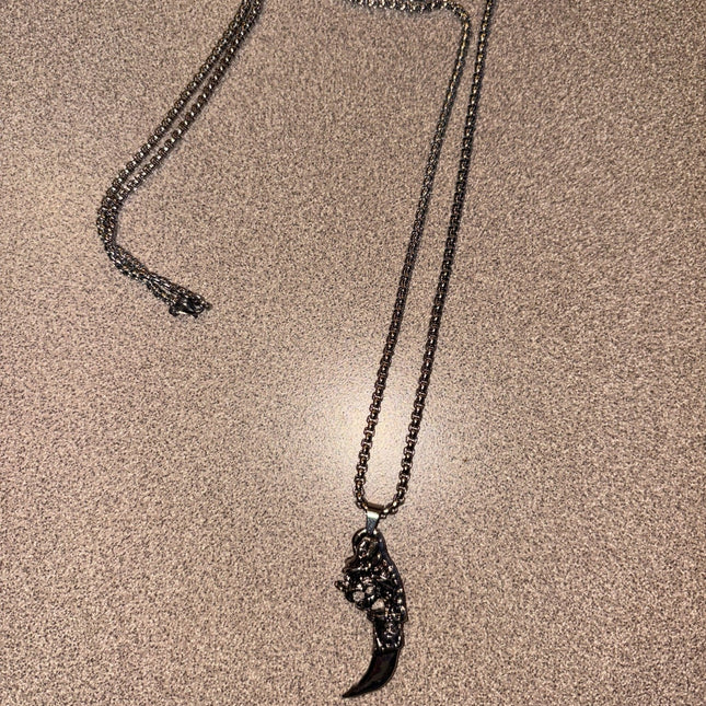 Silver necklace with dagger and dragon face - Foostuff! Amazing Deals Every Day!