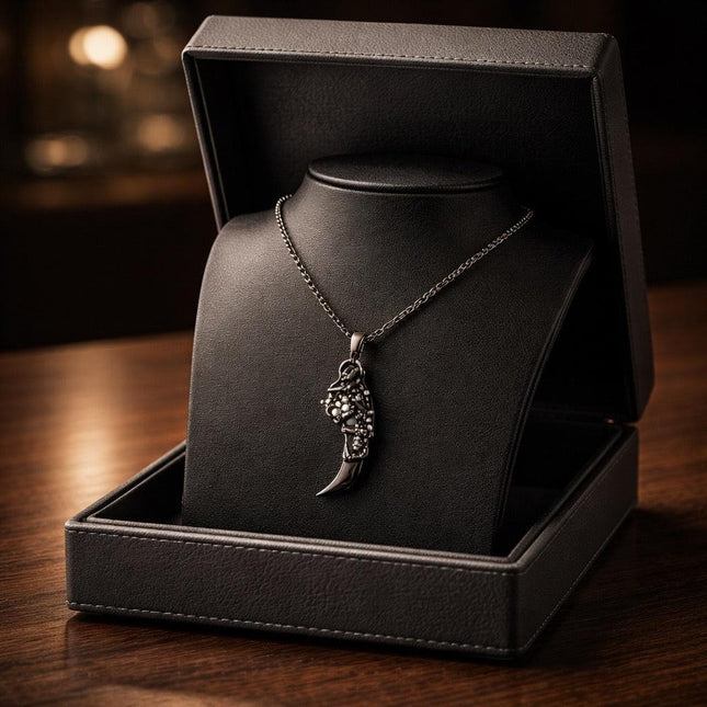 Silver necklace with dagger and dragon face - Foostuff! Amazing Deals Every Day!