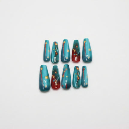 Teal/Red press on nails - Foostuff! Amazing Deals Every Day!