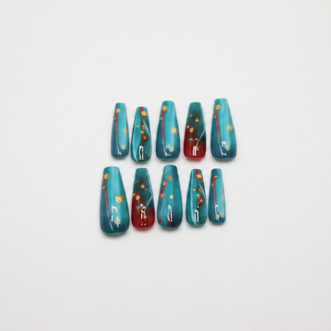 Teal/Red press on nails - Foostuff! Amazing Deals Every Day!